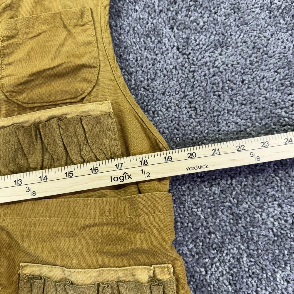 Vtg Saf-T-Bak Vest Mens Small Brown Canvas Hunting Game Pocket Water Repellent